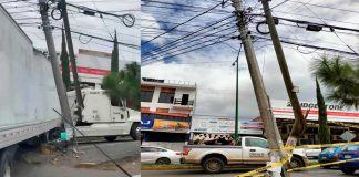 Tráiler destroza 2 postes en la Av. Periodismo, uno es de la CFE