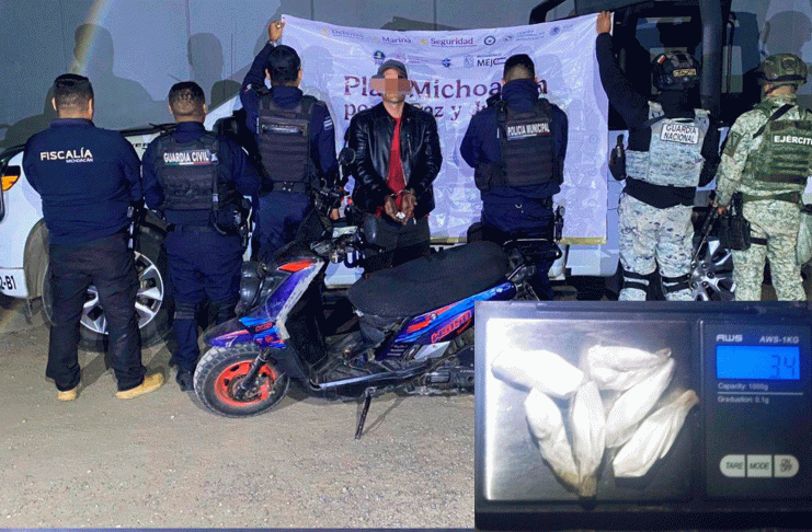 Motociclista es detenido con varias dosis de cocaína, en Uruapan