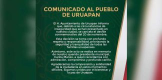 Cancelan desfile del 20 de Noviembre en Uruapan por motivos de inseguridad