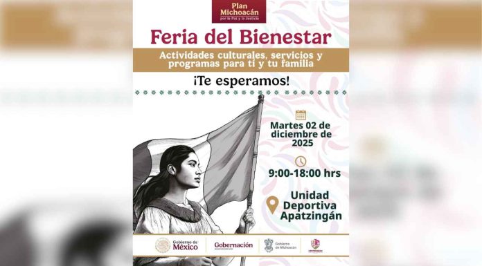 Apatzingán será sede de la Feria del Bienestar: cultura, servicios y programas para todas las familias.