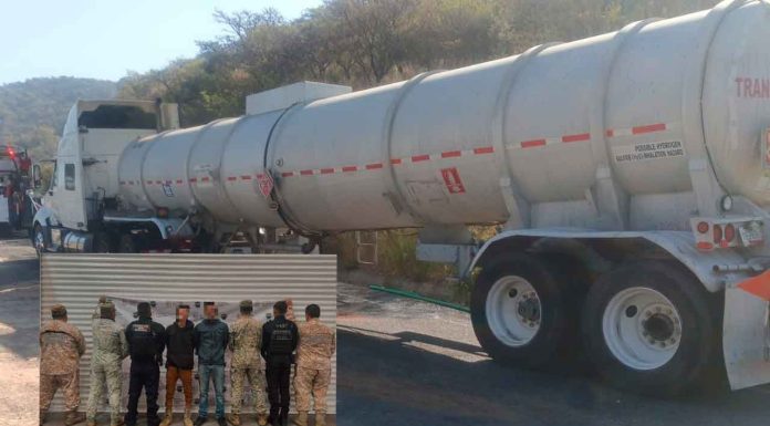 Detenidos dos hombres con más de 15 mil litros de hidrocarburo en una pipa: SSP