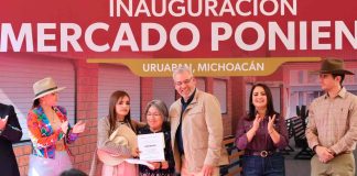 ¡En su primer acto público! Grecia Quiroz y Bedolla inauguran juntos Mercado Poniente en Uruapan