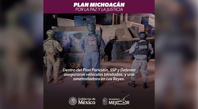 En Plan Paricutín, SSP y Defensa aseguran vehículos blindados y ametralladora en Los Reyes
