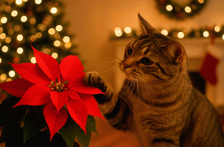 Nochebuenas y gatos: por qué esta planta puede ser peligrosa para tu felino