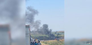 Camión de carga se incendia en la autopista México – Guadalajara