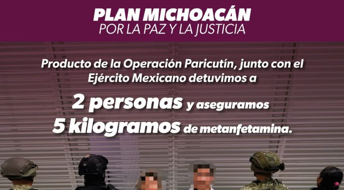 Dos detenidos con 5 kilogramos de metanfetamina en Morelia: SSP