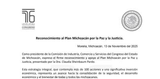 Diputado David Martínez Gowman, presidente de la Comisión de Industria, Comercio y Servicios, respalda el Plan Michoacán por la Paz y la Justicia.