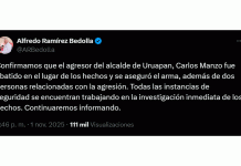 Un abatido y dos detenidos por homicidio de alcalde de Uruapan: Bedolla