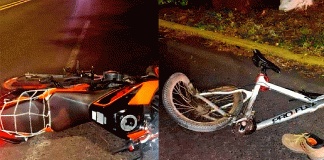 Choque entre moto y bicicleta deja un muerto y un herido