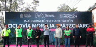 Inaugura Bedolla rehabilitación de 19 km de ciclovía tenencia Morelos-Tiripetío