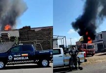 Se registra incendio de maderería al poniente de Morelia