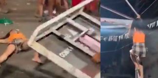 Joven viraliza video tras subir a un poste de baloncesto para hacer twerking y termina cayendo| Video