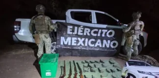 Guardia Nacional y Ejército Mexicano aseguran arsenal en localidad de Villamar en Michoacán