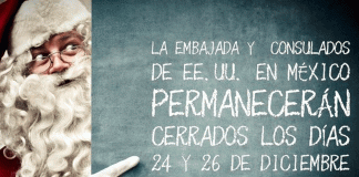 Embajada de EU suspenderá trámites de visa por Navidad y Año Nuevo en México