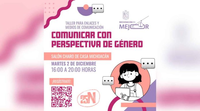Michoacán invita a taller “Comunicar con Perspectiva de Género” para enlaces y medios de comunicación