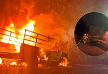 Arde camioneta en la carretera Tacámbaro-Yoricostio