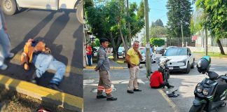 Accidentes de motocicleta dejan dos lesionados, en distintos puntos de Uruapan