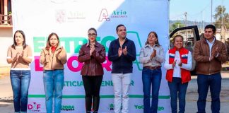 Inaugura Yohana Mendoza nueva obra de pavimentación integral en Ario