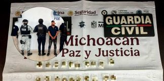 SSP detiene a 3 hombres en Zamora y Jacona; asegura arma de fuego y droga