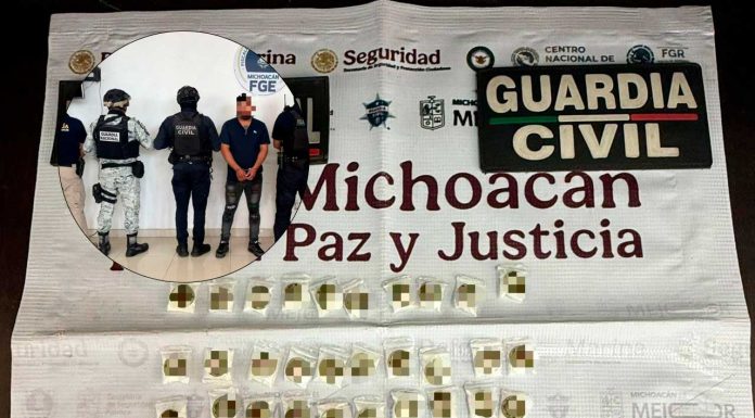 SSP detiene a 3 hombres en Zamora y Jacona; asegura arma de fuego y droga