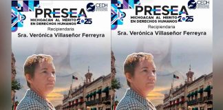 A Verónica Villaseñor Presea Michoacán al Mérito en Derechos Humanos 2025