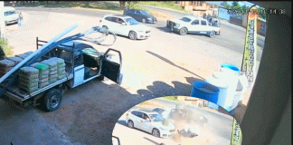 Cámara de vigilancia capta el choque entre patrulla y dos vehículos registrado en Tzurumútaro