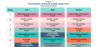 Enfermedades del corazón fueron la primera causa de muerte a nivel nacional, con 95 935 casos