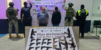 Detenidos entre Michoacán y Guanajuato un hombre y un menor de edad con 24 armas