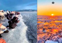 #VIDEO|| Olas congeladas sorprenden en el lago Sayram, en China