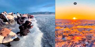 #VIDEO|| Olas congeladas sorprenden en el lago Sayram, en China