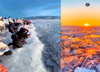 #VIDEO|| Olas congeladas sorprenden en el lago Sayram, en China