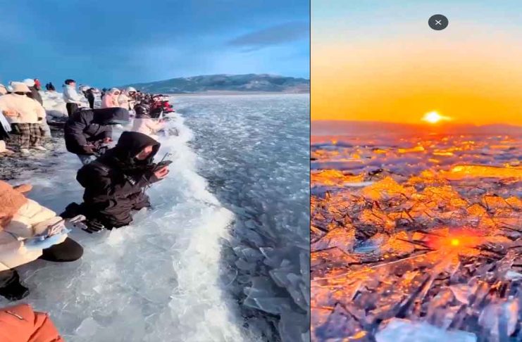 #VIDEO|| Olas congeladas sorprenden en el lago Sayram, en China