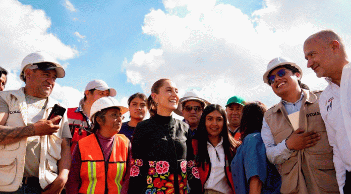 Claudia Sheinbaum supervisa avances de la UN Rosario Castellanos en Teolocholco, lista para marzo