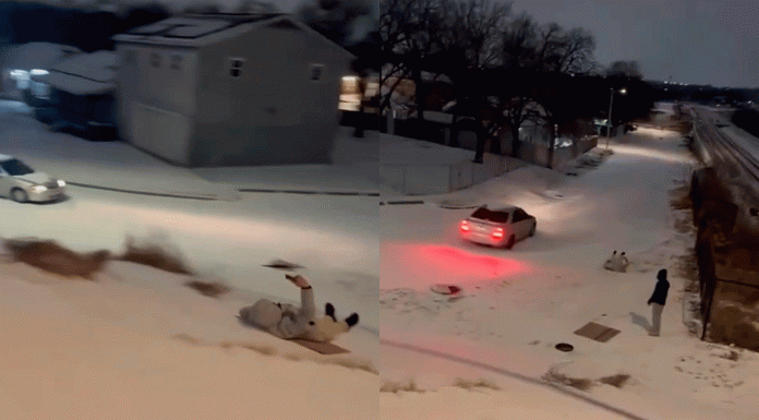 #VIDEO__Reacción oportuna evita tragedia en carretera cubierta de nieve