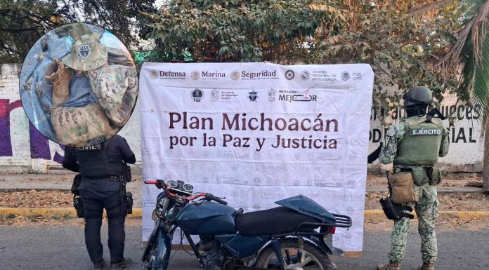 Aseguran arsenal, droga y destruyen campamentos criminales en operativos entre Apatzingán y Aquila