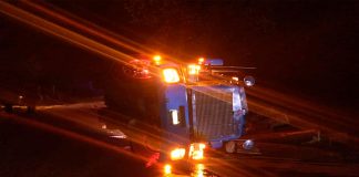 Vuelca trailer maderero en la Zitácuaro-Morelia