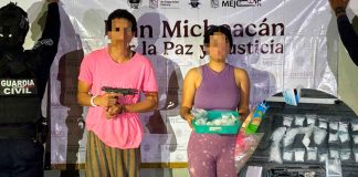 GC detiene a pareja en posesión de droga y una arma, en Uruapan