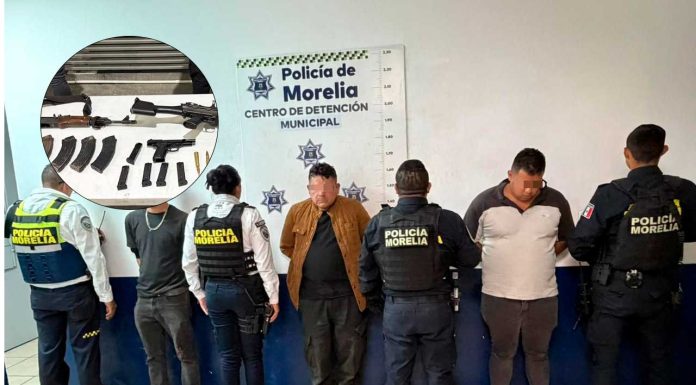 Policía Morelia detiene a tres hombres en la colonia San Pascual