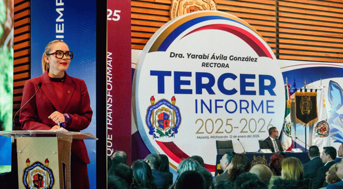 Excelencia académica: el alma de la Universidad Michoacana; Yarabí Ávila rinde Tercer Informe de Actividades