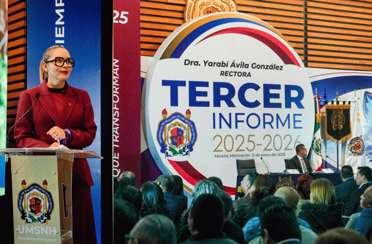 Excelencia académica: el alma de la Universidad Michoacana; Yarabí Ávila rinde Tercer Informe de Actividades