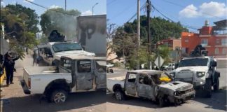 Guardia Civil libera bloqueos con apoyo de vehículos blindados; secretario encabeza operativo en región.