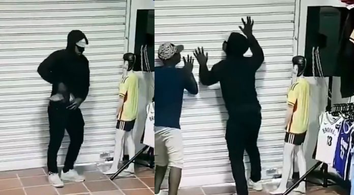 #VIDEO || El robo les salió al revés: ladrones quedan atrapados dentro de una tienda