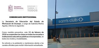 Suspenden clases en Michoacán y en Morelia hay cierre de tiendas y centros comerciales