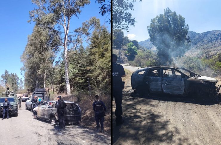 Sujetos atraviesan y queman un vehículo en un rústico camino de Queréndaro