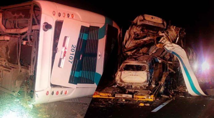 Una enfermera Uruapense y su padre, los fallecidos en choque de autobús contra madrina calcinada