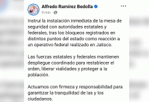 Bedolla instaló mesa de seguridad tras bloqueos carreteros por operativo en Jalisco