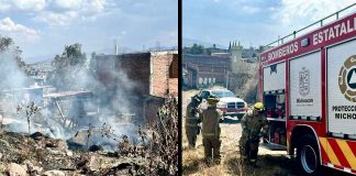 Arde casa de madera en la colonia Cumbres del Quinceo, Morelia
