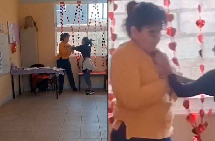 #VIDEO// ¡BRUTAL AGRESIÓN! Madre de familia golpea a maestra de kínder en Hidalgo; la acusa de amarrar a alumnos