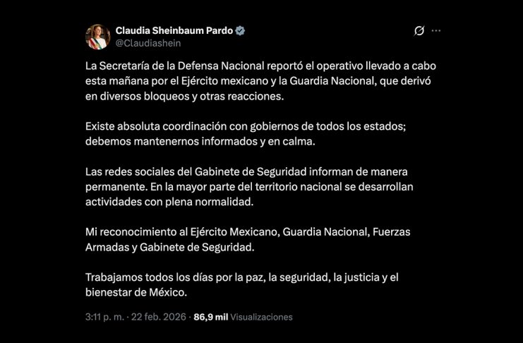 Operativo del Ejército y Guardia Nacional provoca bloqueos; autoridades llaman a la calma