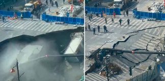 #VIDEO// Gigantesco hoyo se abre de repente y hunde una calle durante obras en Shanghái